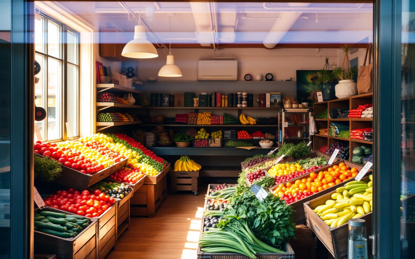 Inside Norman's Quality Fruit shop with colorful produce displays